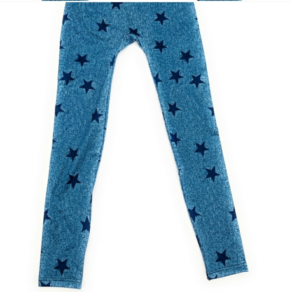 Hue First Looks Star Print Blue LeggingsNEW - Picture 3 of 3